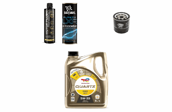 Pack vidange + filtre à huile + Additif Bardahl + 5W30 TOTAL RCP PSA 1.2 Puretech + Pré-vidange